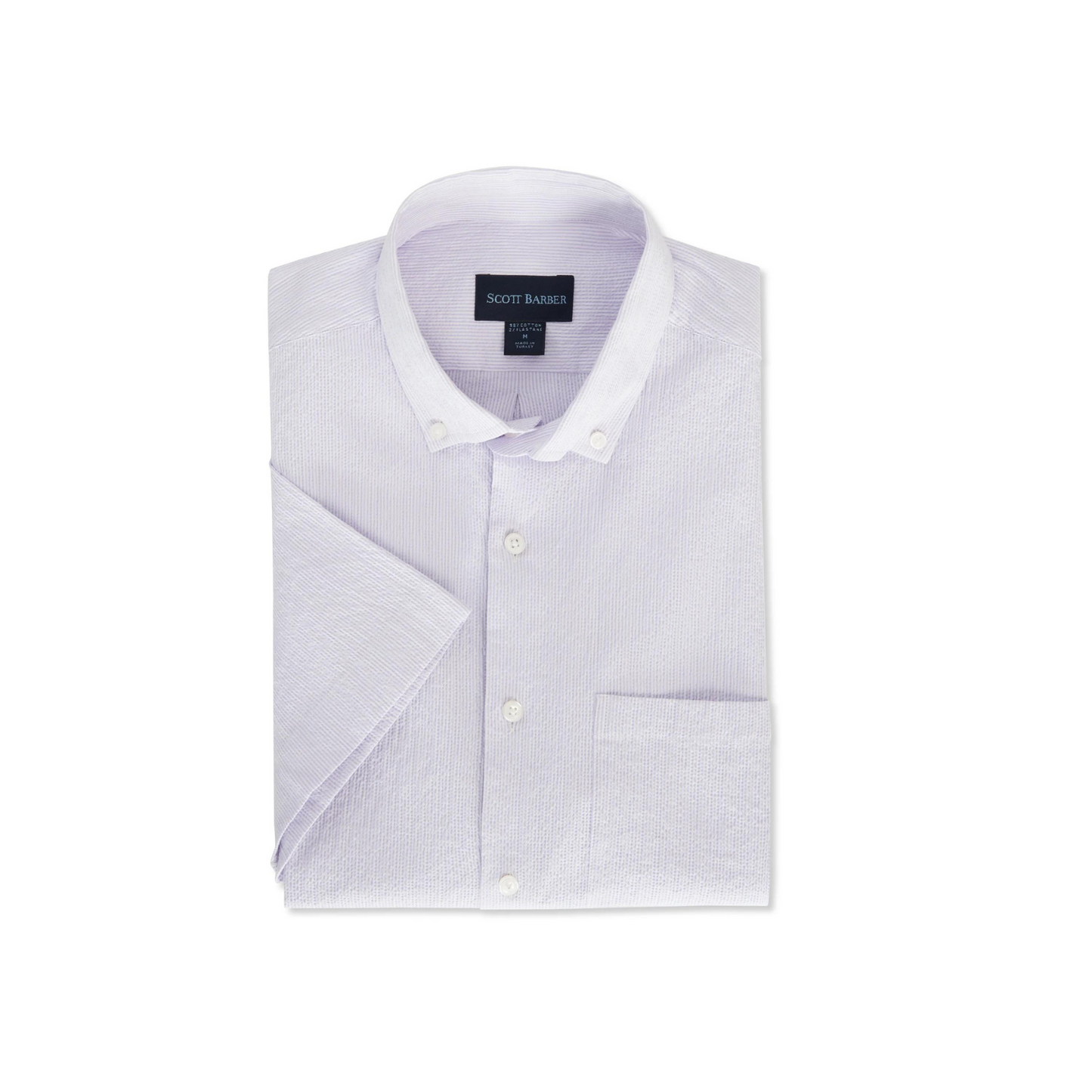 Scott Barber Men's Stretch Seersucker Stripe Short Sleeve - Grapeade Scott Barber Men's Stretch Seersucker Stripe Short Sleeve - Grapeade