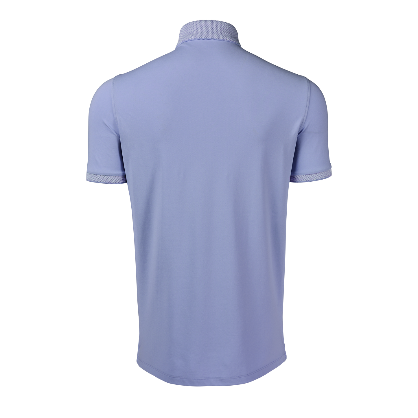 Back view of light blue Cherokee polo shirt with geometric collar trim