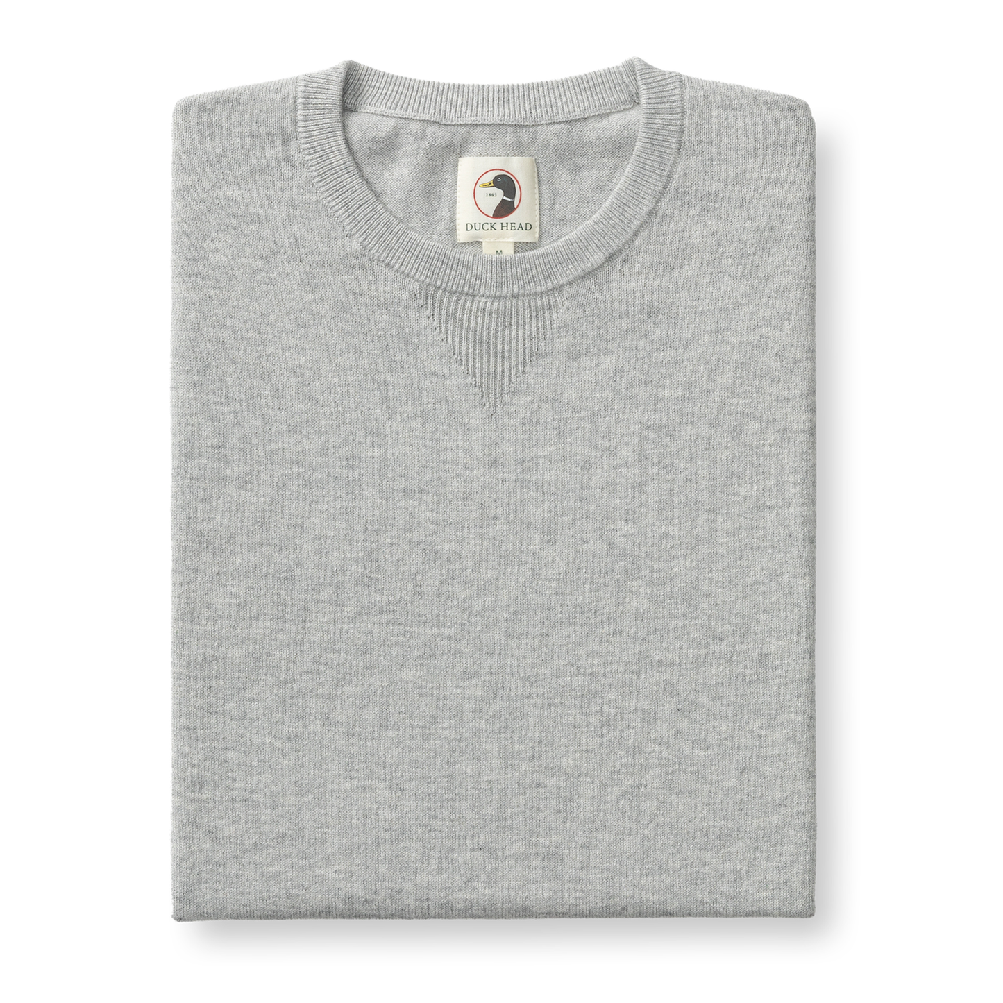 Duck Head Henson Jersey Crewneck Sweater in heather grey color folded display