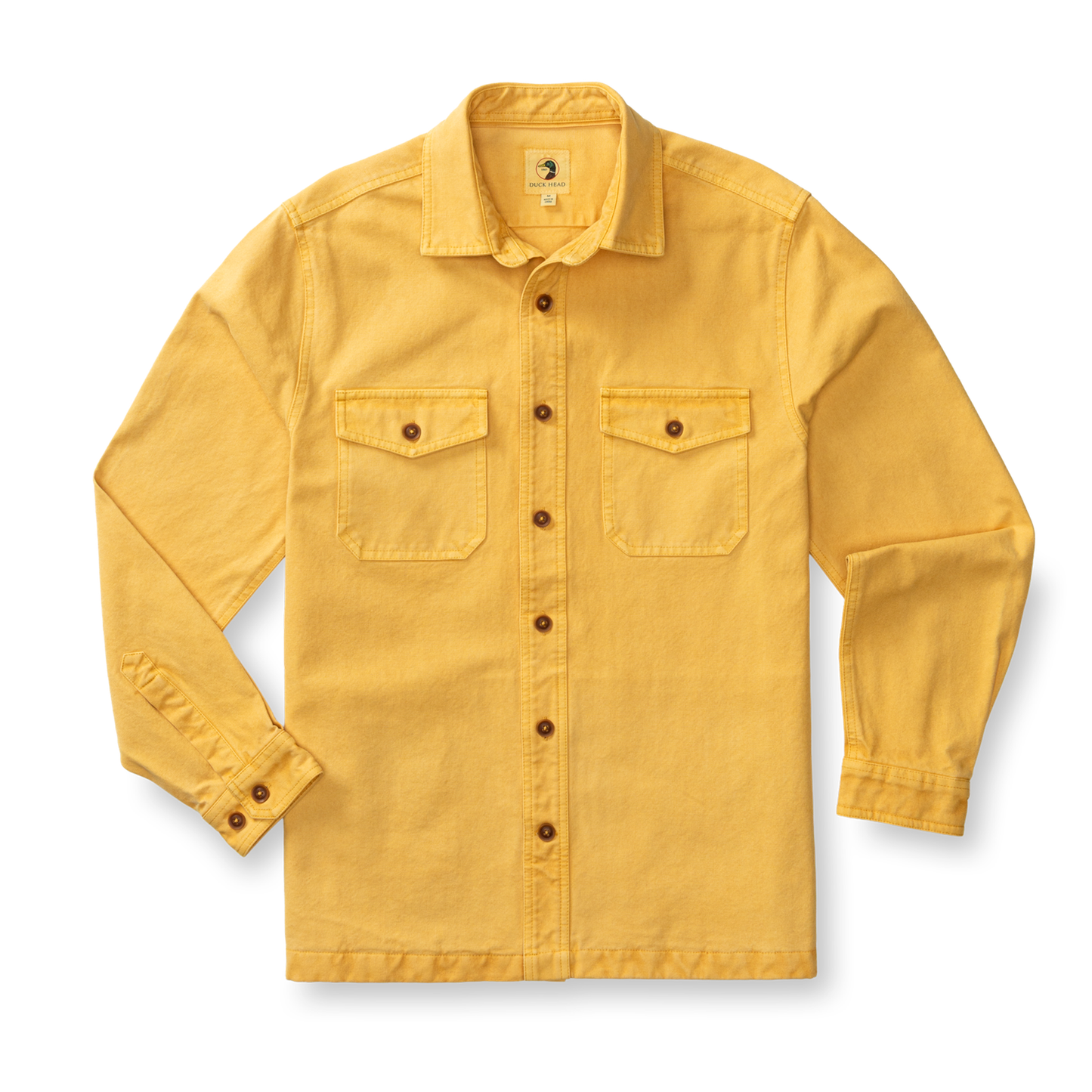 Yellow duck canvas jacket with button front and chest pockets
