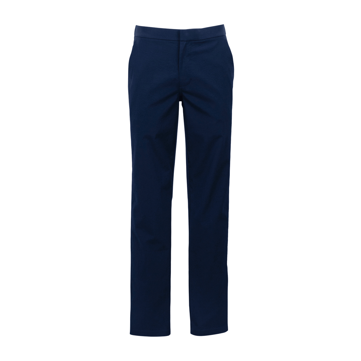 Navy blue pull-on pants displayed on green background