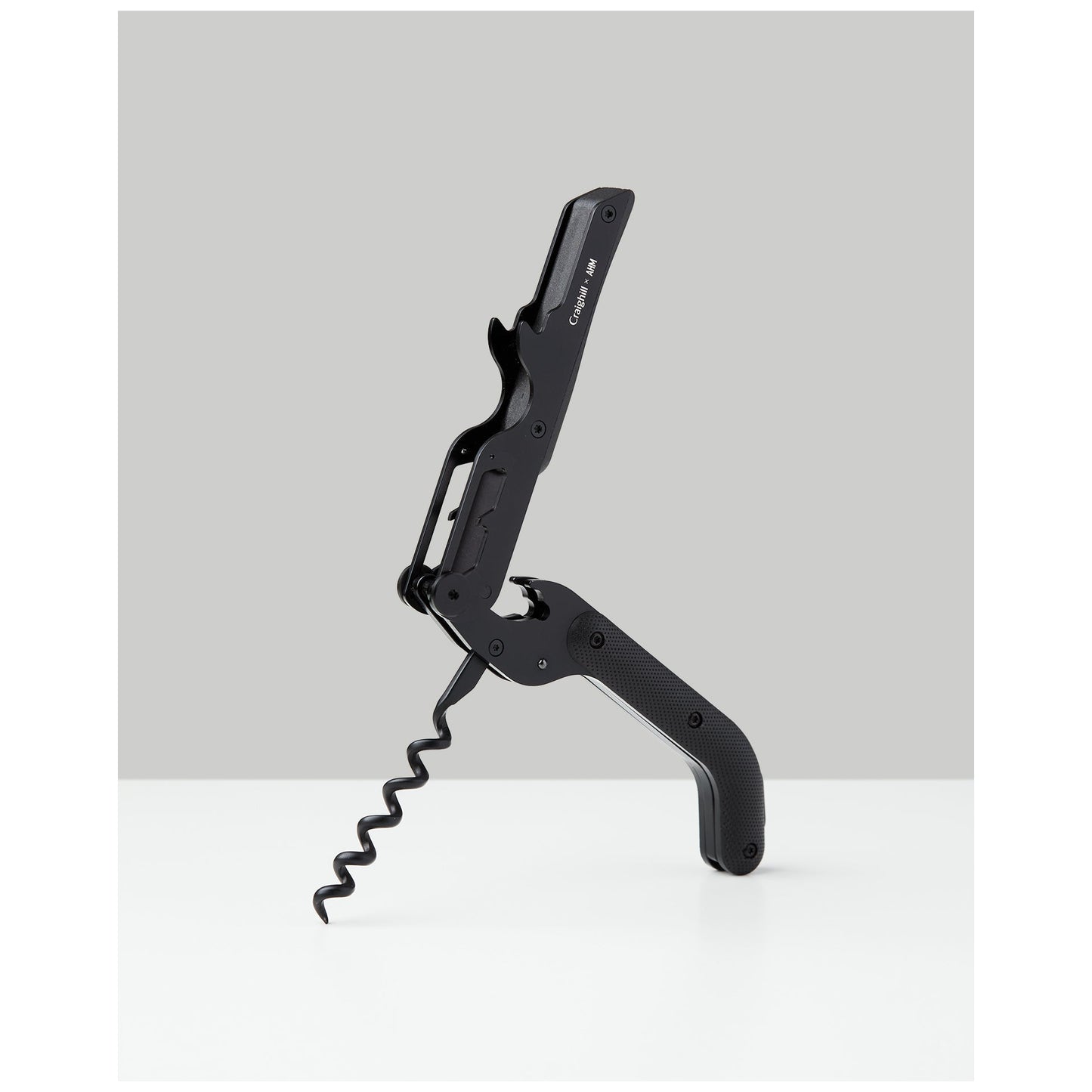 Black Craighill Best Wine Key corkscrew opener in standing position